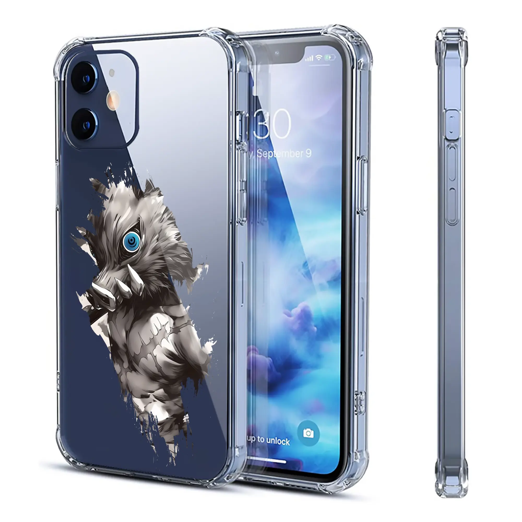 鬼滅の刃 グッズ,嘴平 伊之助 - IPhone 12シリーズ対応 ・ 透明スマホケース ・ クリアソフトケース ・ TPU素材 ・ 耐衝撃 ・ 高密着 ・ 防汚 防指紋 ・ 簡単着脱